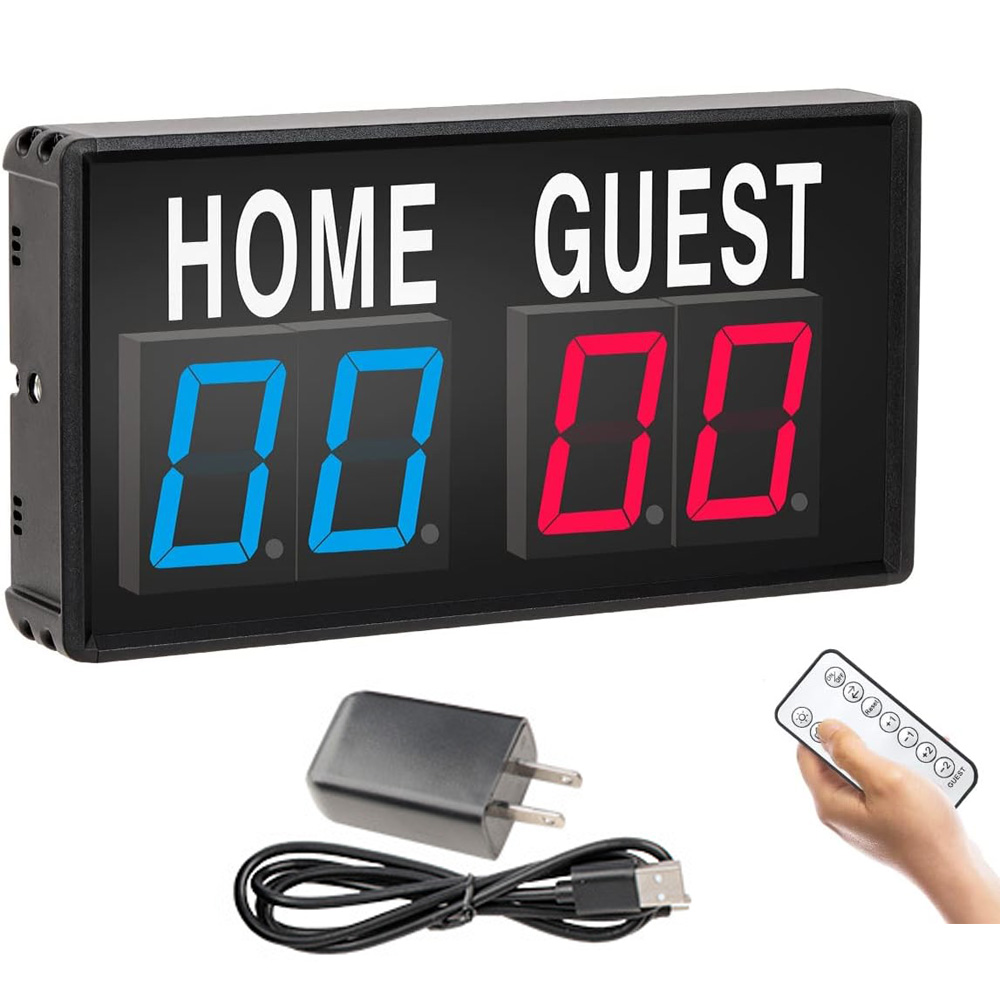 Scoreboard Digital - Tragbare 4-stellige LED-Anzeigetafel Digitaler Heim-Auswärts-Punktezähler Mini