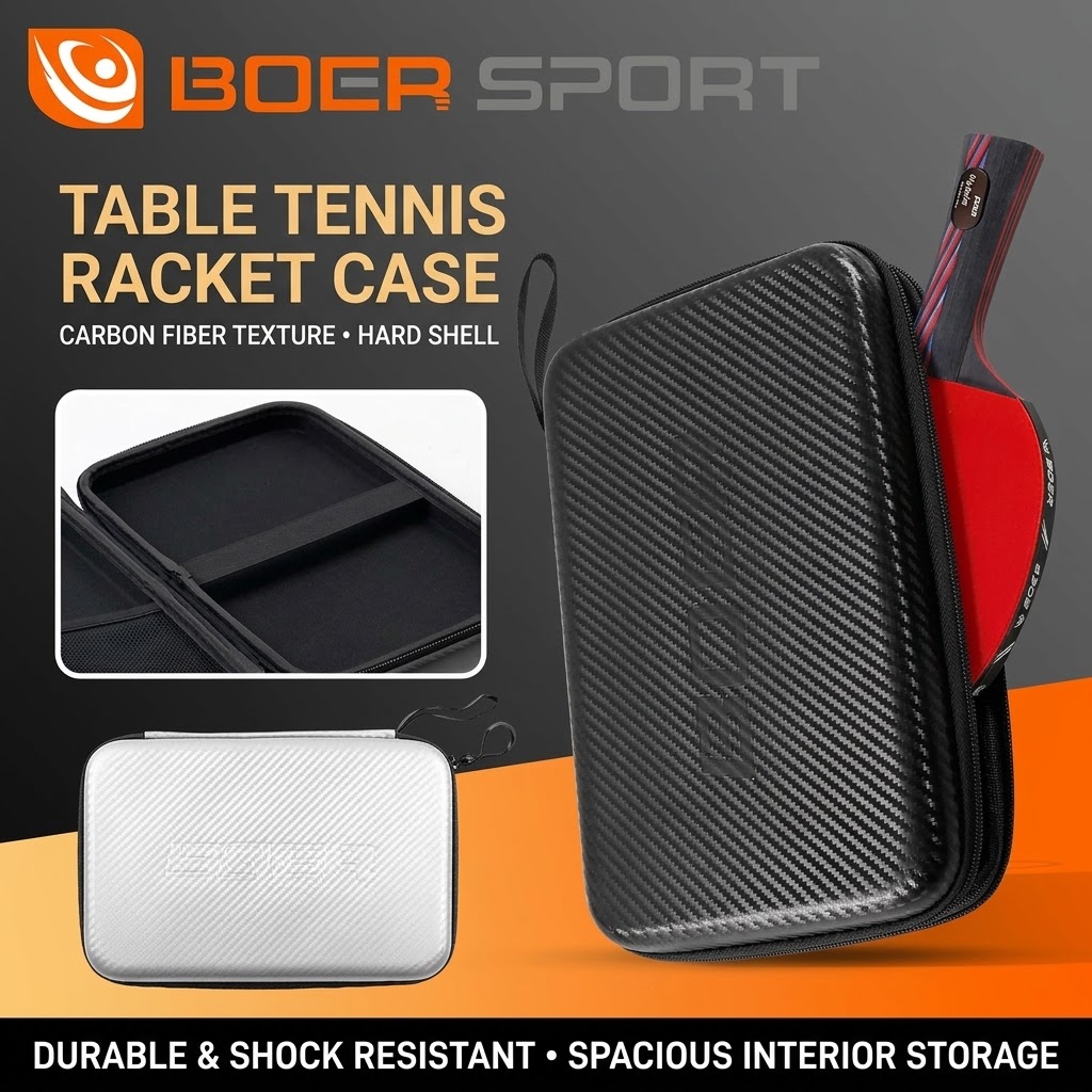 Badminton Bag - Boer Tischtennisschlägertasche Eva Hartschalen-Quadrattasche, Geräumige, Innenfach-geregelte